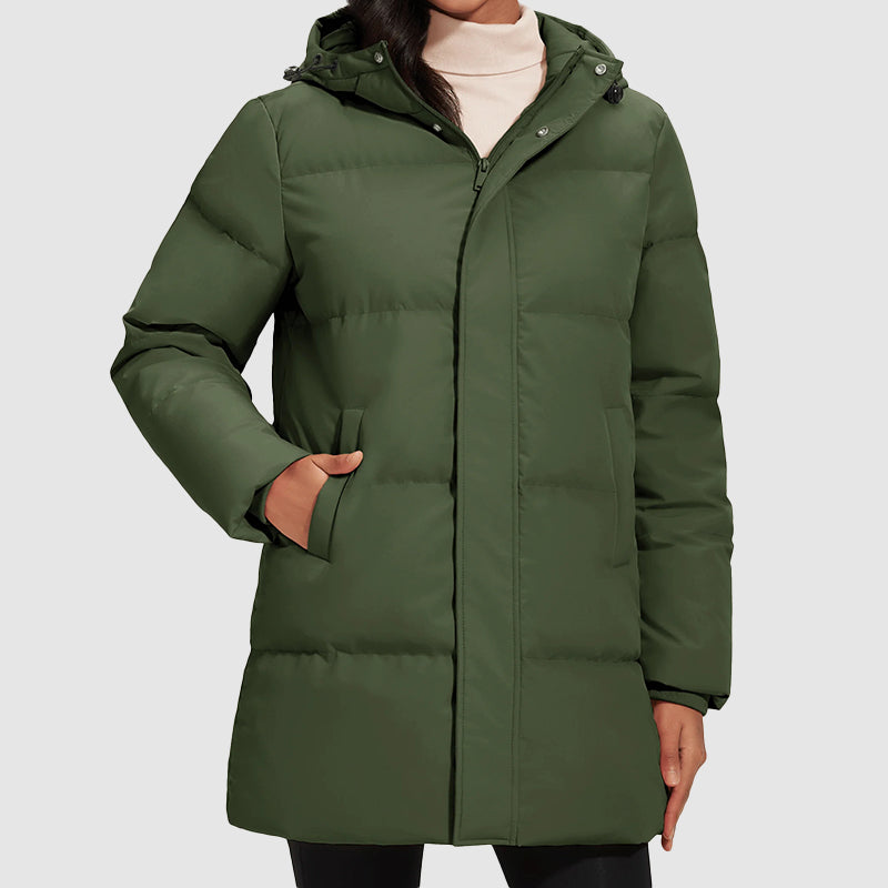 Giacca Puffer Lunga da Donna con Imbottitura in Piuma