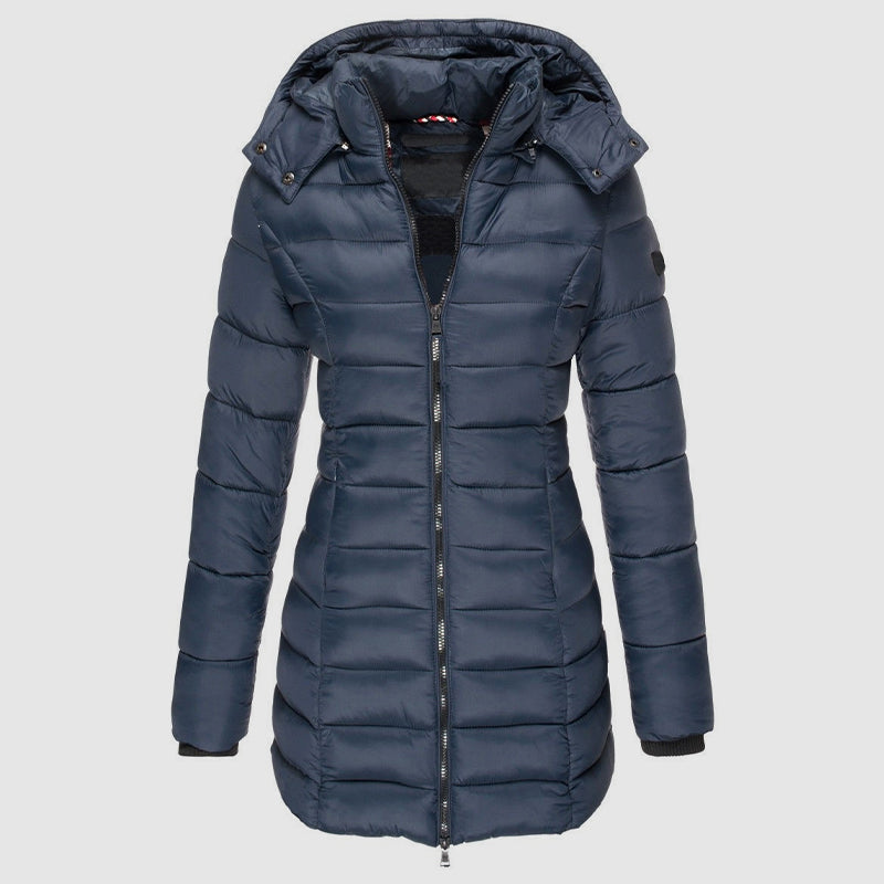 Giacca Puffer Lunga Slim-Fit da Donna con Cappuccio