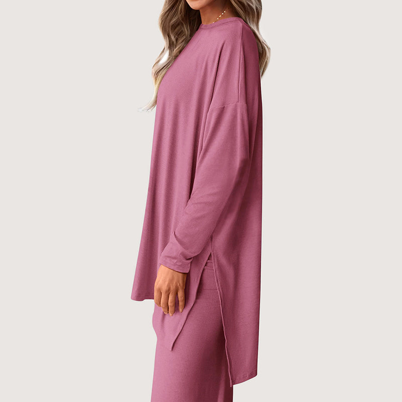 Set da donna per il tempo libero con top a maniche lunghe e pantaloni