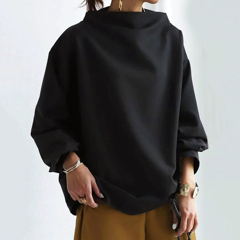 Top Oversized da Donna con Design del Collo Piegato