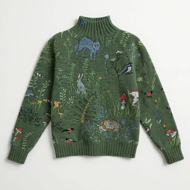 Maglione a Collo Alto con Motivi per Donne