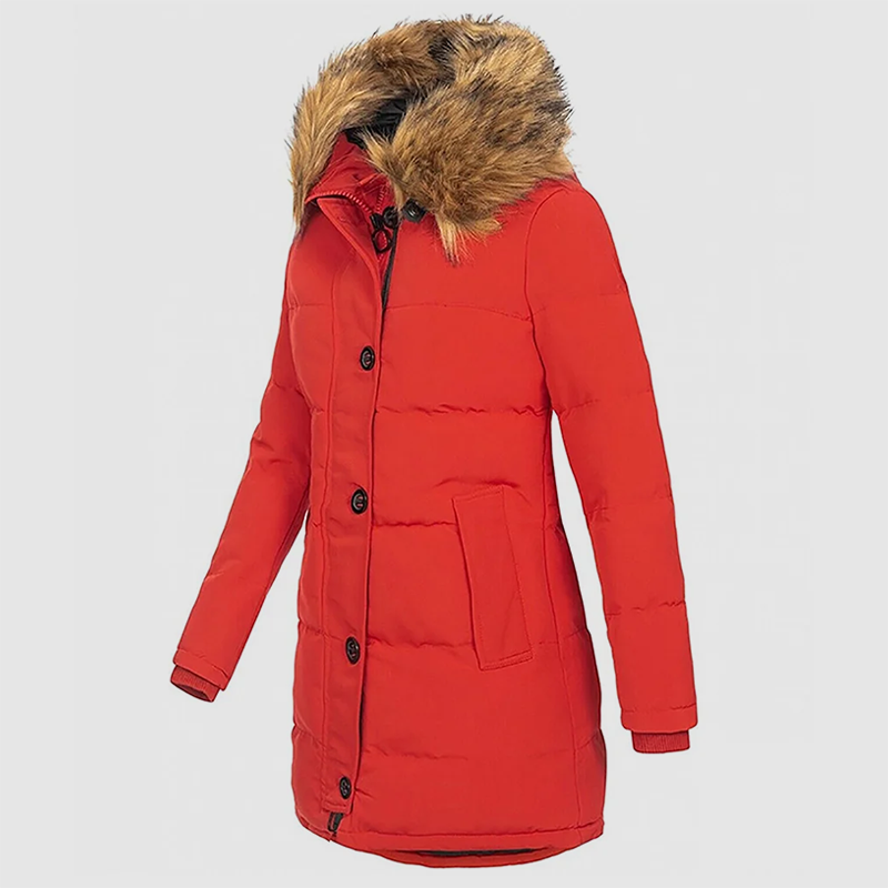 Parka Invernale Slim-Fit da Donna con Cappuccio in Pelliccia Sintetica