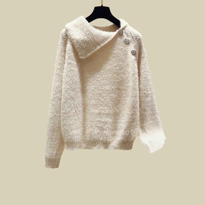 Set di pantaloni a maglia, maglione e gilet imbottito da donna