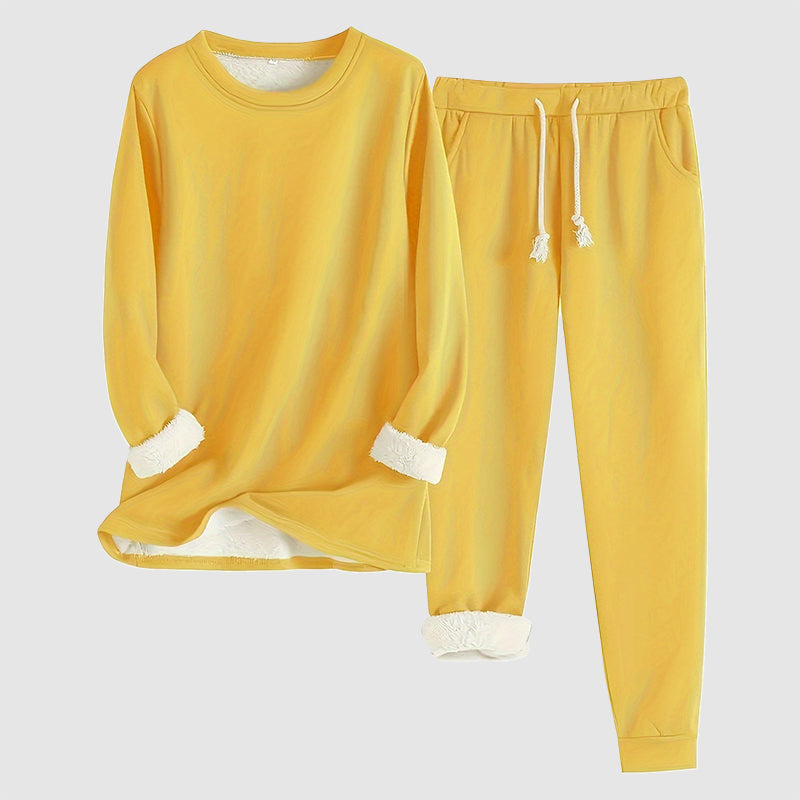 Set da casa donna a due pezzi con fodera in pile