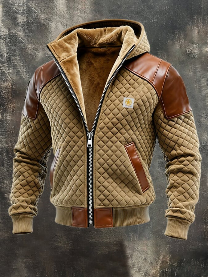 Giacca a quadri e patchwork in pelle per uomo