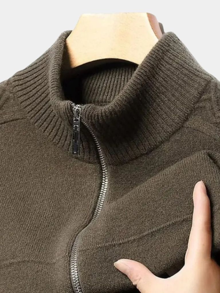 Maglione in Cashmere con Zip e Collo Alto - Viretti