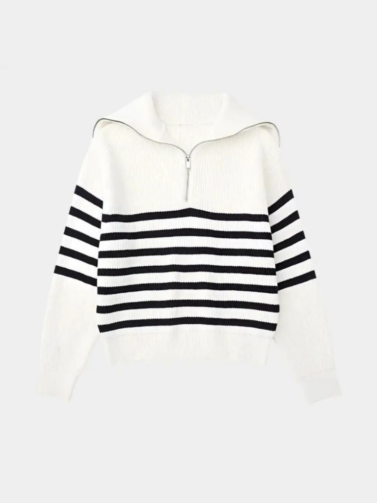 Maglione Zip Up a Righe Casual - Viretti