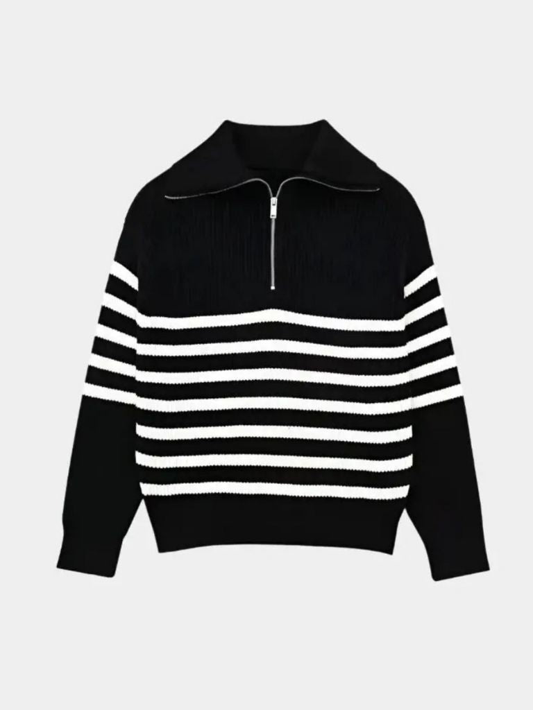 Maglione Zip Up a Righe Casual - Viretti