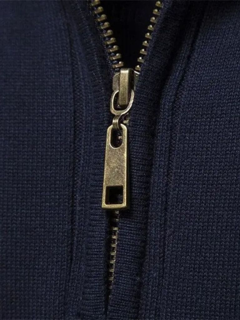 Maglione a Righe Verticali con Zip a Quarto - Viretti