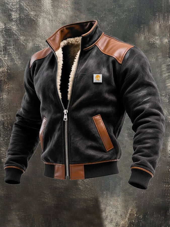 Giacca calda multi-tasche in suede vintage