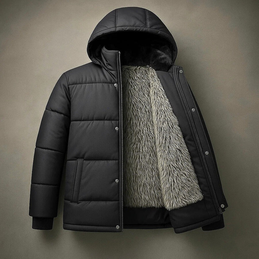 Giacca a vento con cappuccio e interno in pile