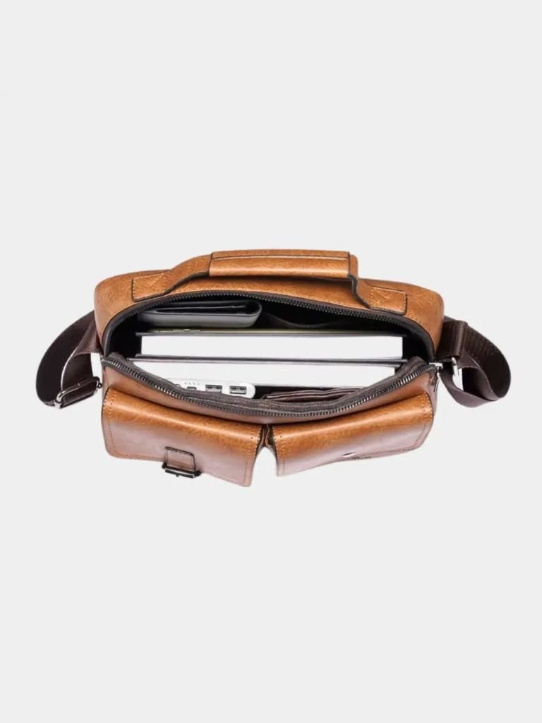 Borsa a Spalla Quadrata in Pelle Retro - Viretti