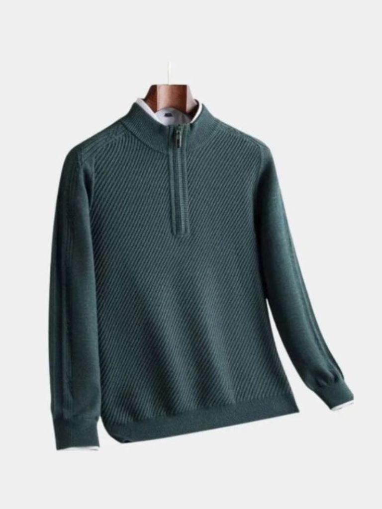 Maglione in Lana a Mezzo Zip Stripes - Viretti