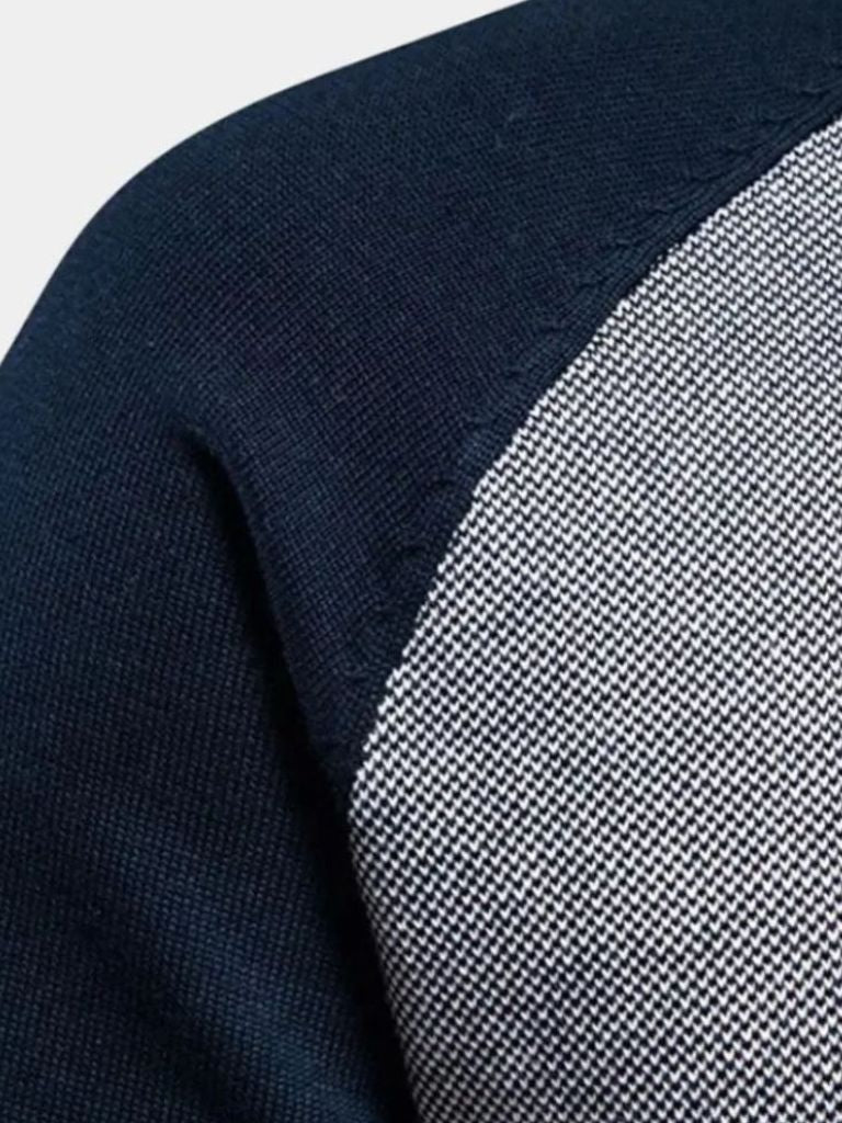 Cardigan con Collo Alto a Blocco di Colore con Zip - Viretti